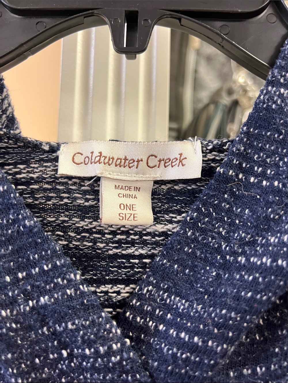 Coldwater Creek Navy Heathered Hooded Poncho Top - Picture 5 of 5